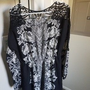 Crochet Top Long Sleeve Short Dress